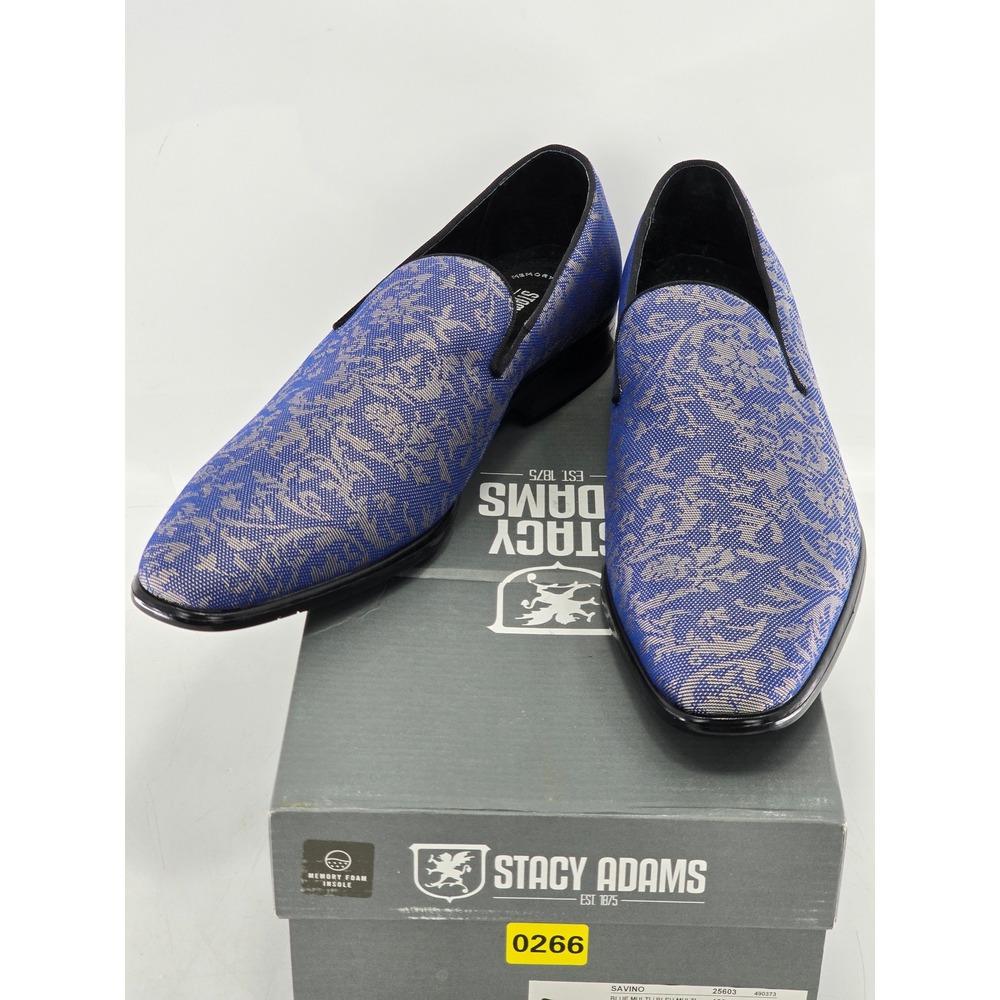 Stacy Adams Savino Loafers Mens Size 12 Blue Multi Paisley Floral Slip On - New